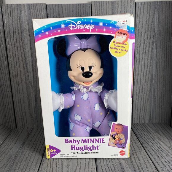 NEW Vintage 90s Mattel Baby Huglight Minnie In Original Box - KayBee sticker - Picture 1 of 9